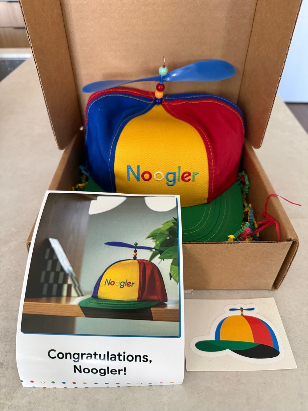 Google Noogler New Hire Propeller Hat Swag - New in Original Box + Sticker